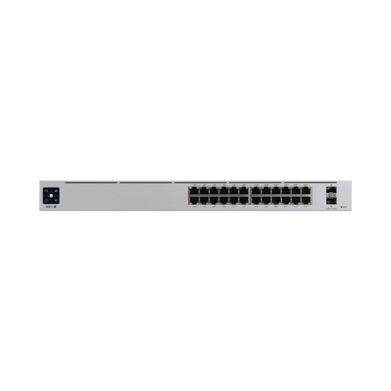 UniFi Switch USW-Pro-24-POE Gen2, con funciones capa 3, de 24 puertos PoE 802.3at/bt + 2 puertos 1/10G SFP+, 400W, pantalla informativa