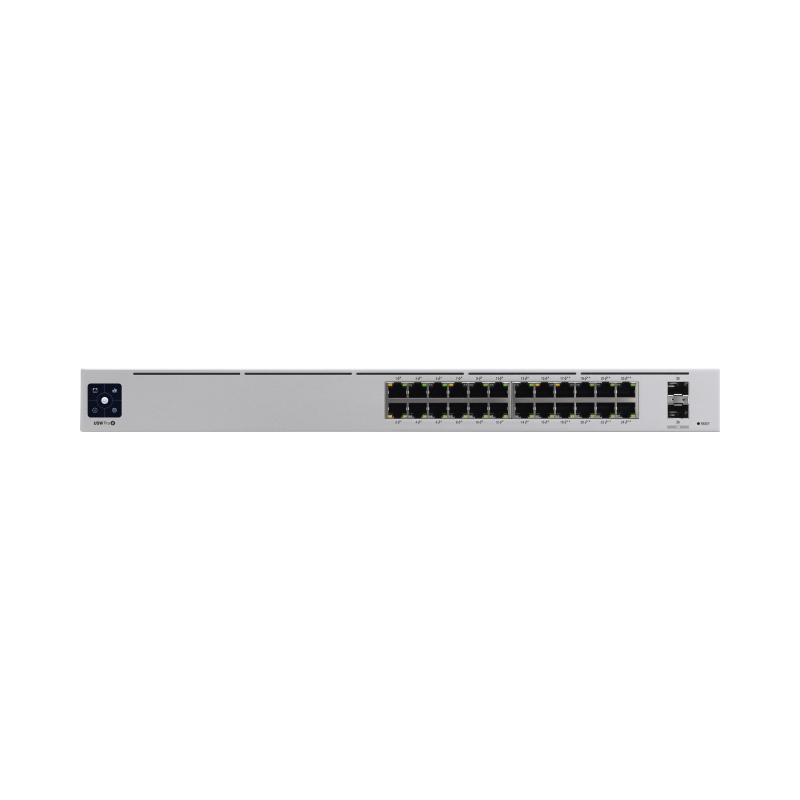 UniFi Switch USW-Pro-24-POE Gen2, con funciones capa 3, de 24 puertos PoE 802.3at/bt + 2 puertos 1/10G SFP+, 400W, pantalla