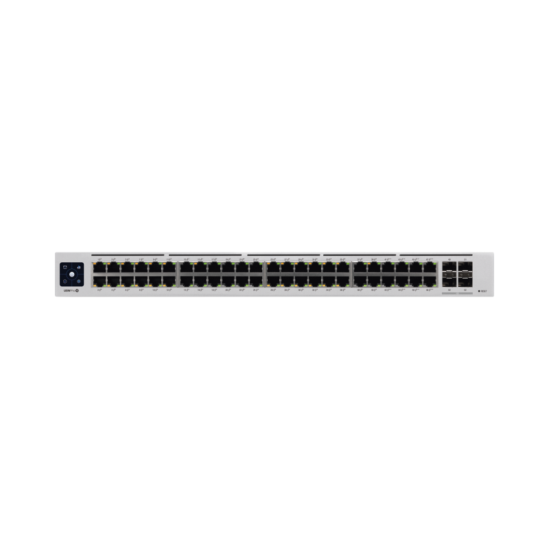 UniFi Switch USW-Pro-48-POE Gen2, Capa 3 de 48 puertos PoE 802.3at/bt + 4 puertos 1/10G SFP+, 600W, pantalla informativa