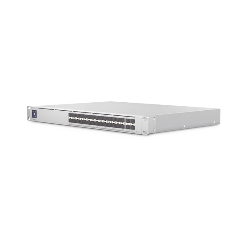 UniFi Switch PRO Aggregation Capa 3 para fibra óptica con 28 puertos SFP+ (10G) y 4 puertos SFP28 (25G), pantalla