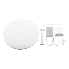 Antena Direccional con Frecuencia Extendida / 4.8 - 6.5 GHz / 28 dBi /  Jumper incluido con conector  SMA-Macho Inverso / Polaridad en 90º y 45º / Montaje incluido para torre o mástil  